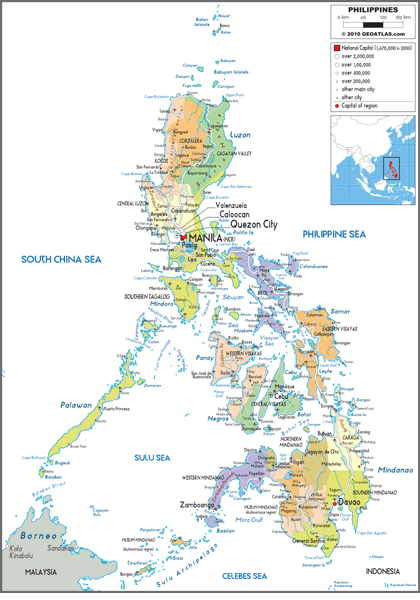 Philippines Political Wall Map