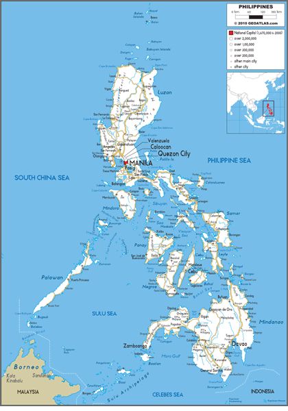 Philippines Road Wall Map