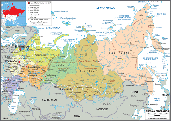 Russia Political Wall Map