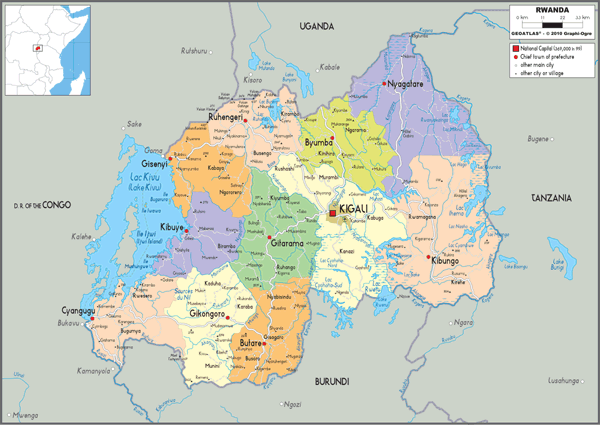 Rwanda Political Wall Map