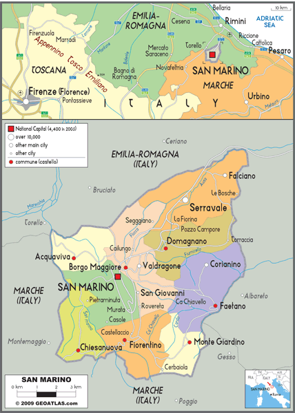 San Marino Political Wall Map