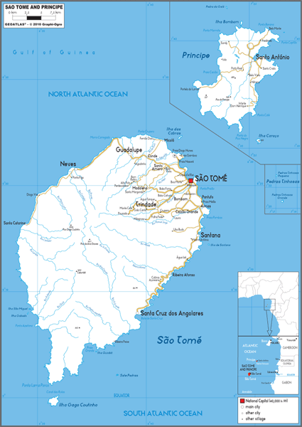 Sao-tome Road Wall Map