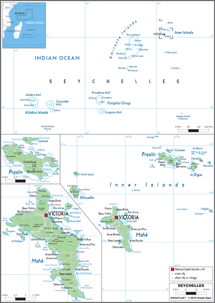 Seychelles Political Wall Map