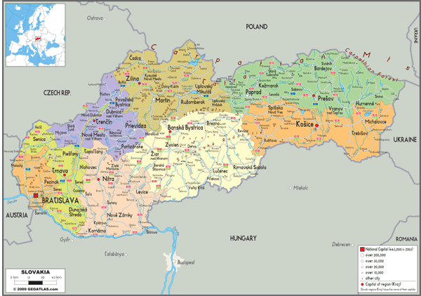 Slovakia Political Wall Map