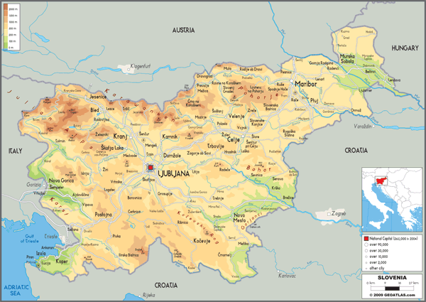 Slovenia Physical Wall Map