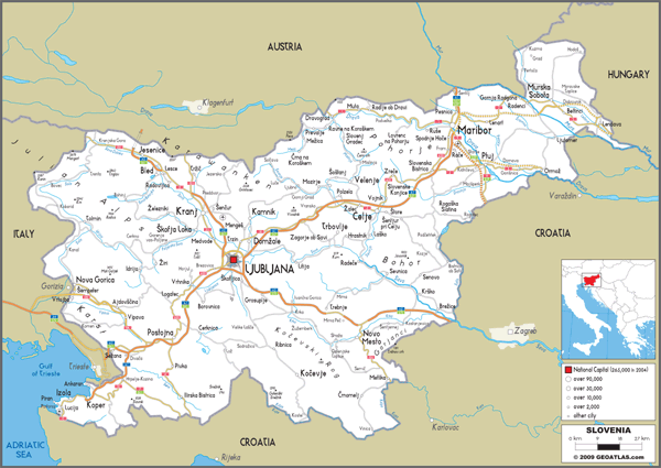 Slovenia Road Wall Map