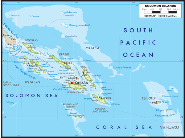 Solomon Physical Wall Map