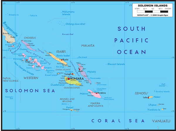 Solomon Political Wall Map