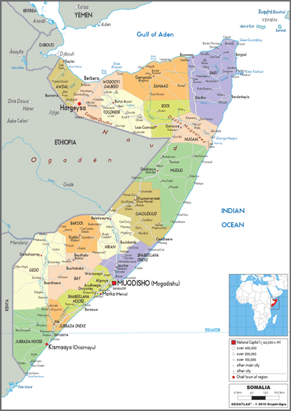 Somalia Political Wall Map