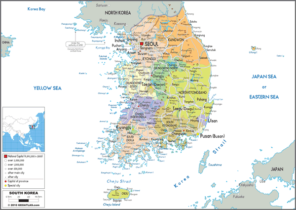 South Korea Political Wall Map