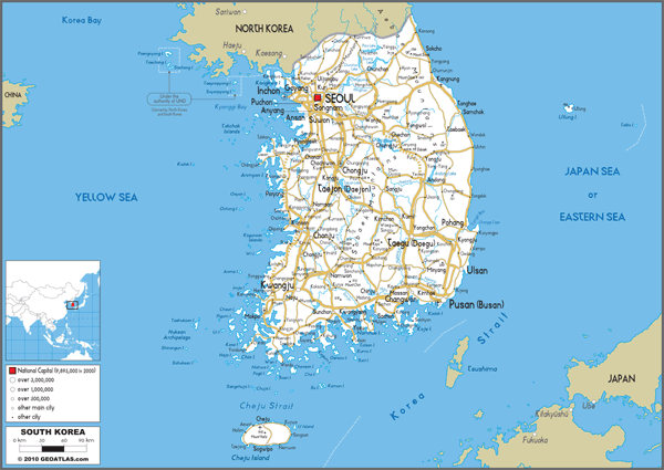 South Korea Road Wall Map