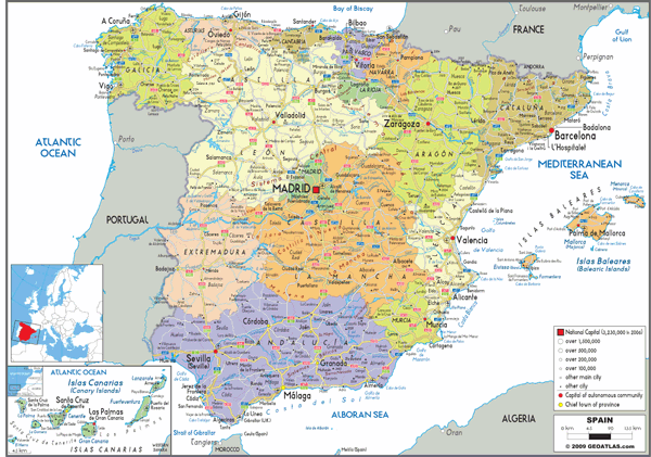 Spain Political Wall Map