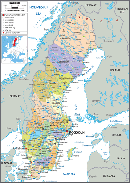 Sweden Political Wall Map