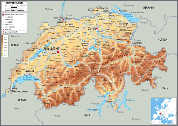 Switzerland Physical Wall Map