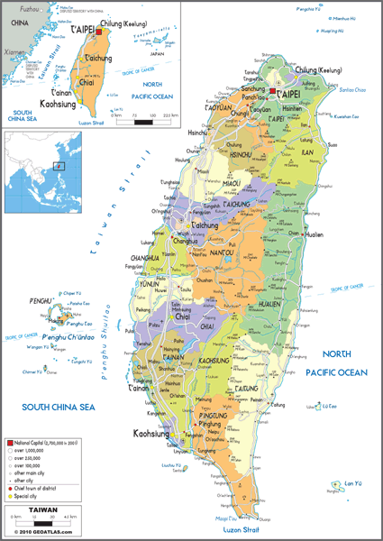 Taiwan Political Wall Map