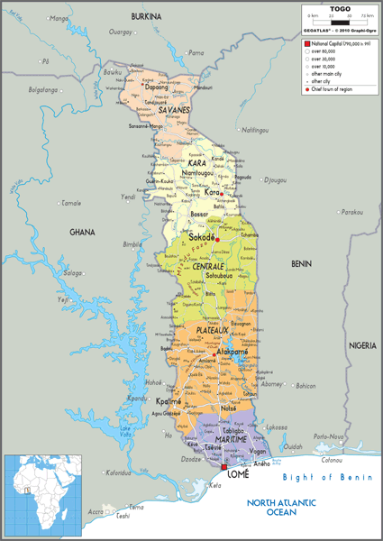 Togo Political Wall Map