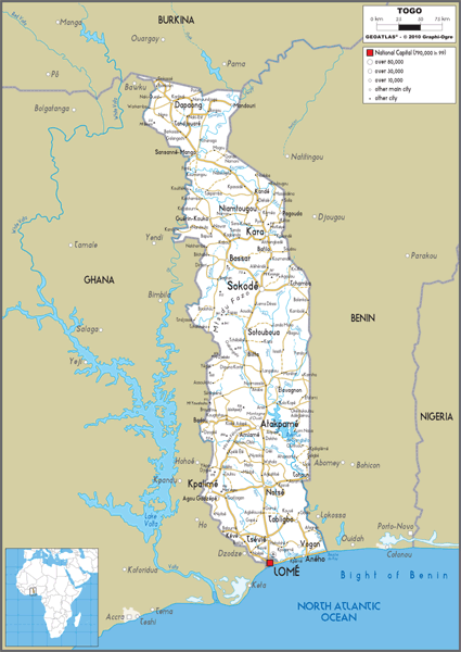 Togo Road Wall Map