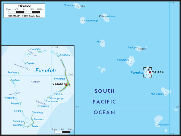 Tuvalu Physical Wall Map