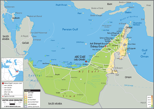 Uae Physical Wall Map