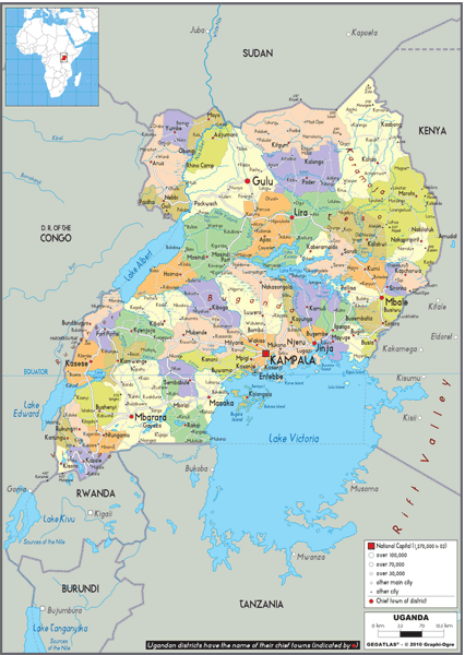 Uganda Political Wall Map