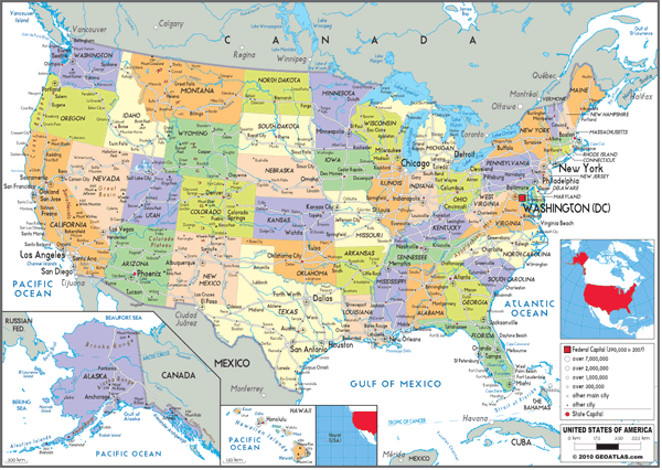 USA Political Wall Wall Map