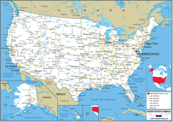 USA Road Wall Map