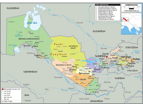 Uzbekistan Political Wall Map