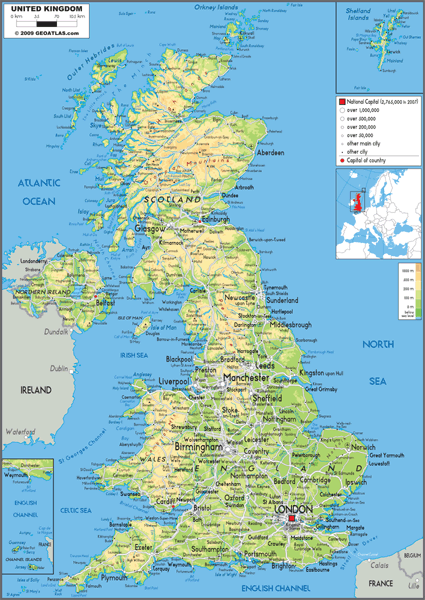 Uk Physical Wall Map