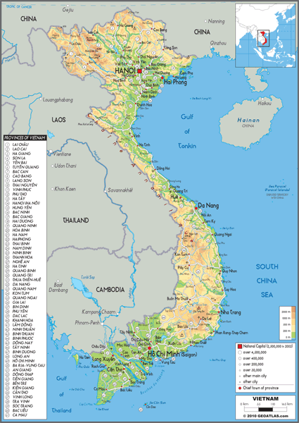 Vietnam Physical Wall Map