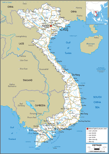 Vietnam Road Wall Map