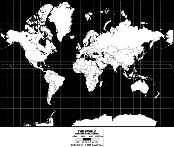 Europe-Centered World Simplified Wall Map - Mercator