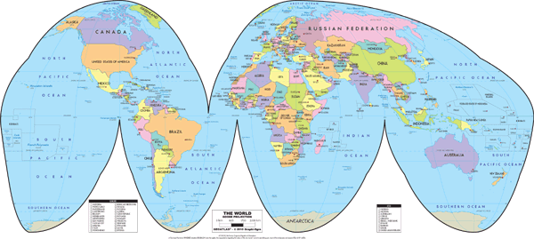 World Political Wall Map - Goode Projection