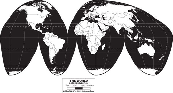 World Physical Wall Map - Goode Projection