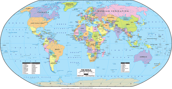 World Political Wall Map - Robinson Projection