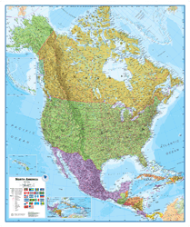 North America Political  Wall Map