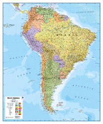 South America Political  Wall Map
