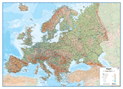 Europe Physical  Wall Map