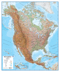 North America Physical  Wall Map