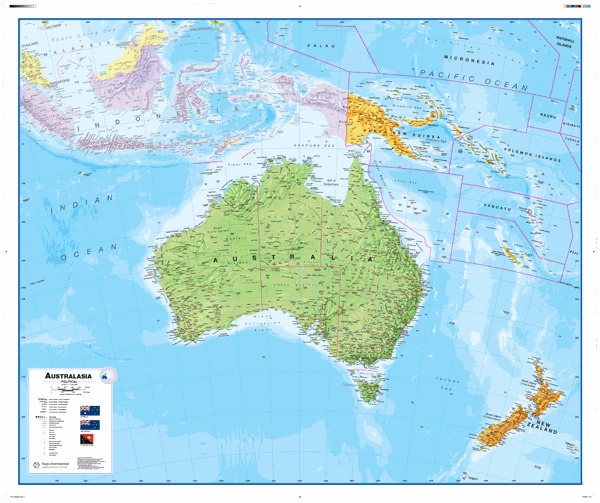 Australasia Political Wall Map