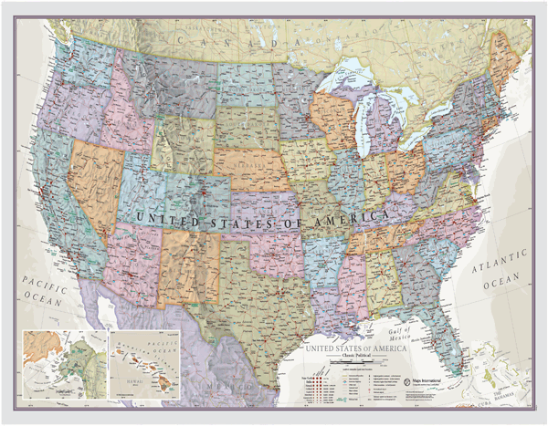 USA Classic Wall Map