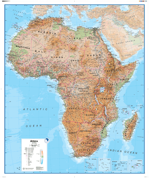 Africa Physical Wall Map