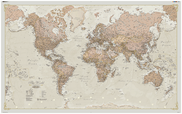 World Antique Wall Map