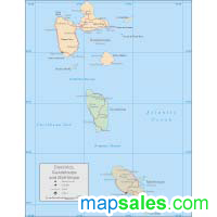 Dominica / Guadelupe / Martinique Wall Map