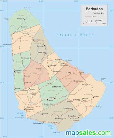 Barbados Wall Map