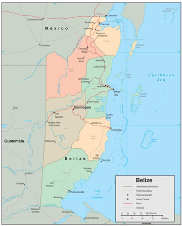 Belize Wall Map