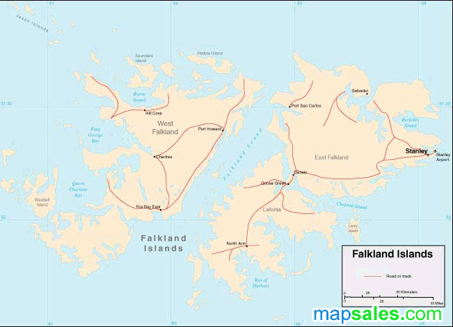 Falkan Islands Wall Map