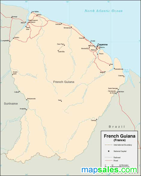 French Guiana Wall Map