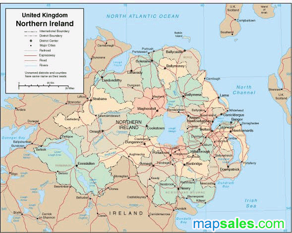 Northern Ireland Wall Map