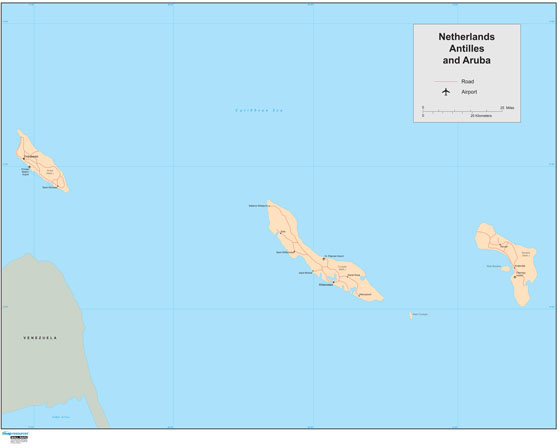 Netherland Antilles Wall Map