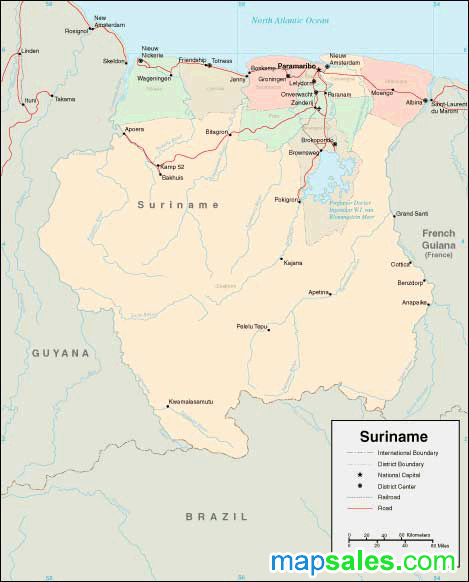 Suriname Wall Map